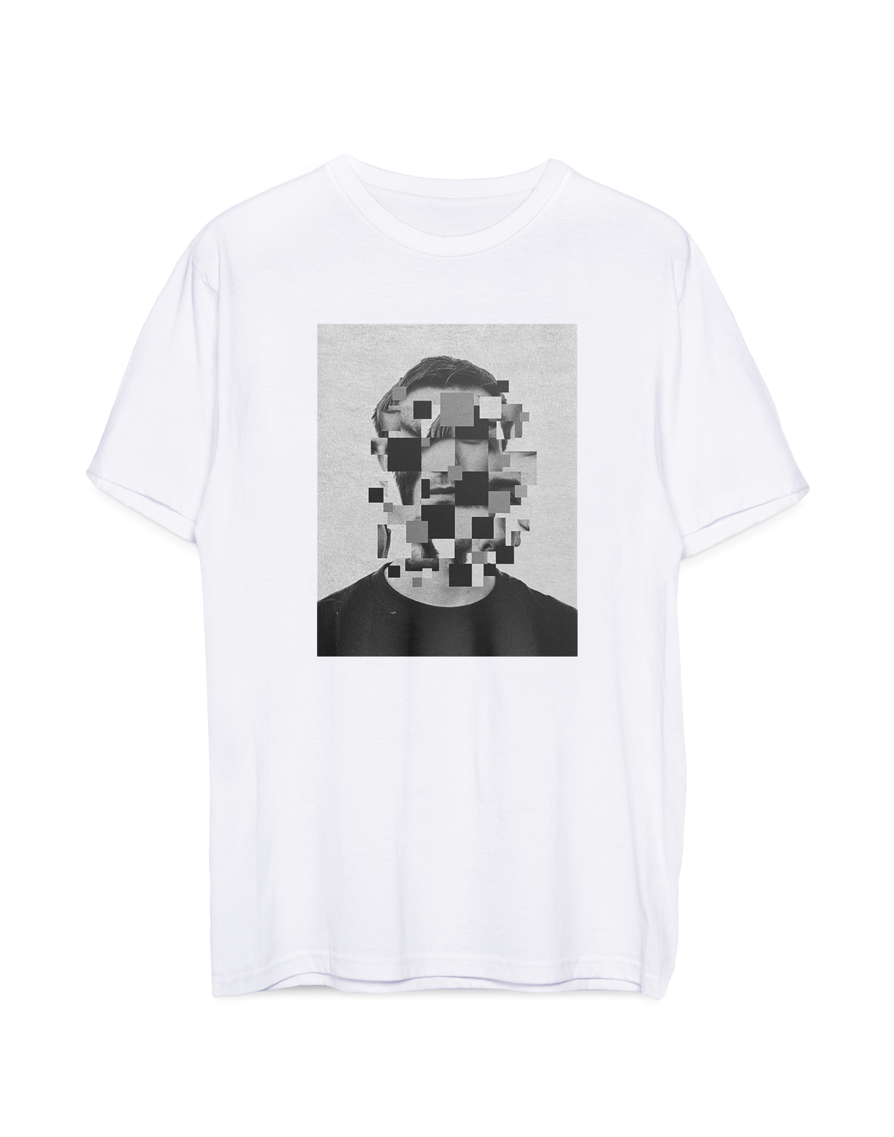 Encrypted Face white unisex t-shirt